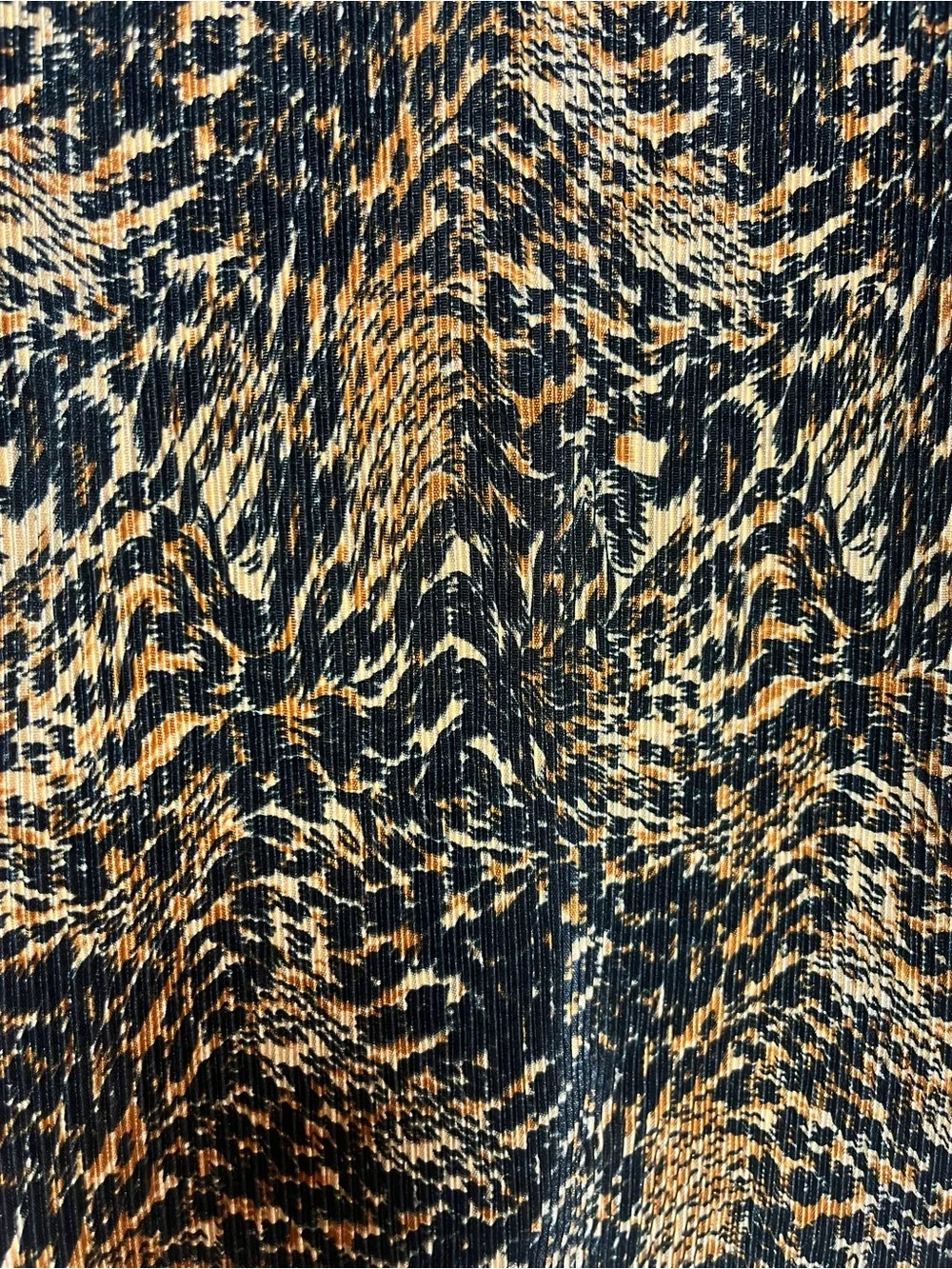 Vintage Animal Print Pleated Top Large Short Sleeve Glam Stretch Whimsigoth